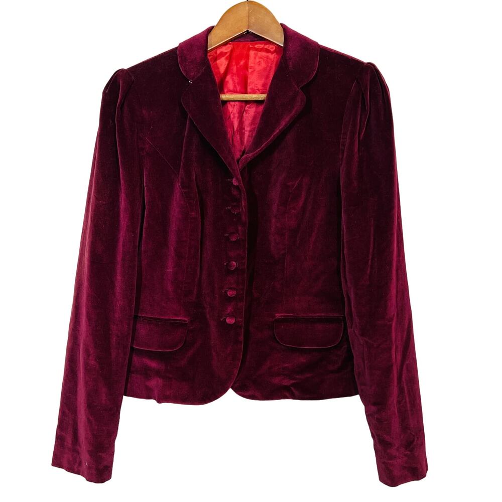 Vintage 70s MJ Concepts in Sportswear Velvet Blazer Jacket Coat Maroon - S